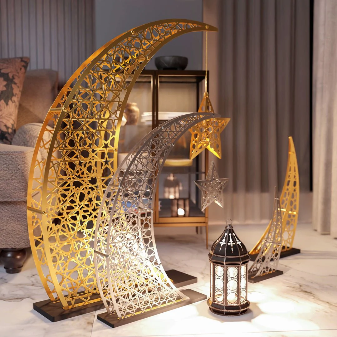 Rising Crescent Moon & Star Ramadan Decor - Metal Islamic Home Decoration - Image 31
