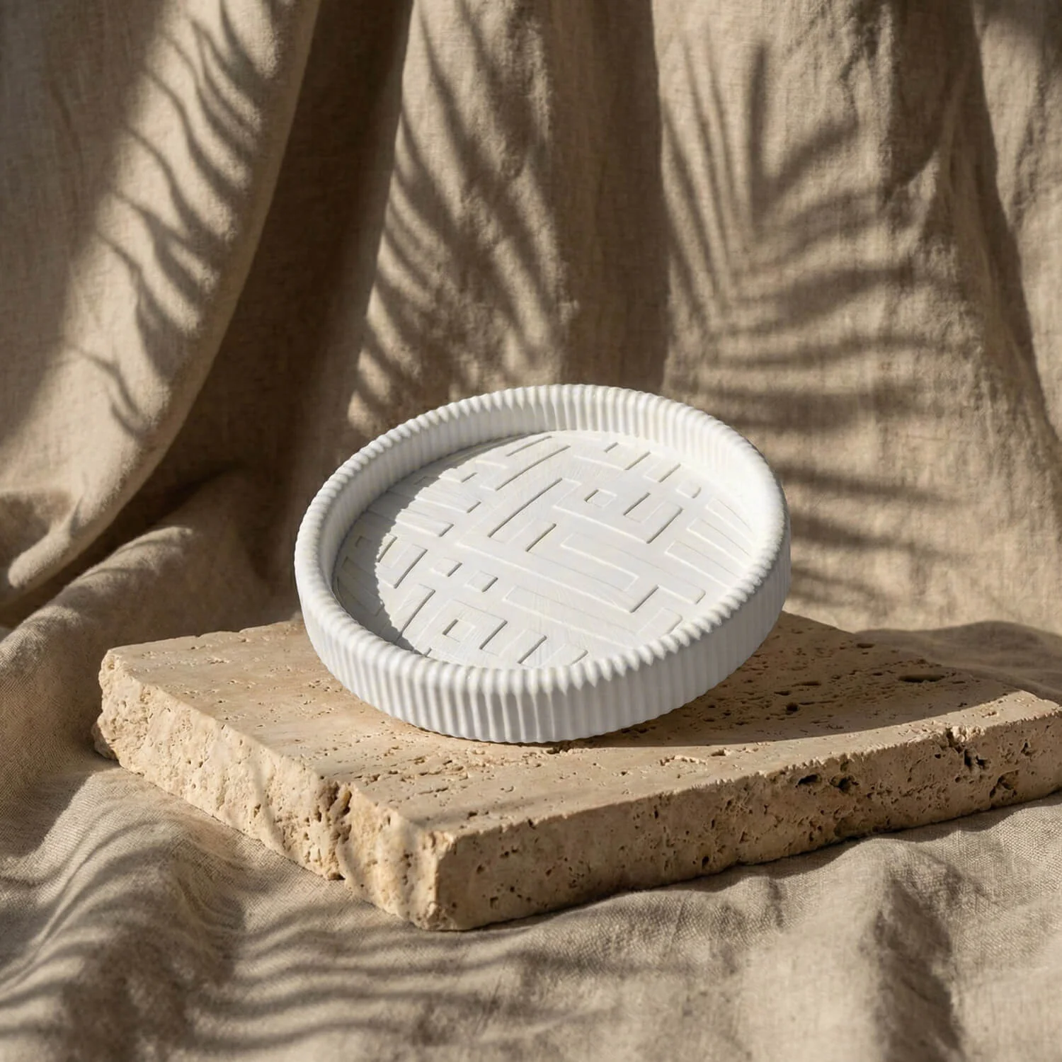 Circular Kufic Basmala Stone Relief – Modern Islamic Decor - Image 3