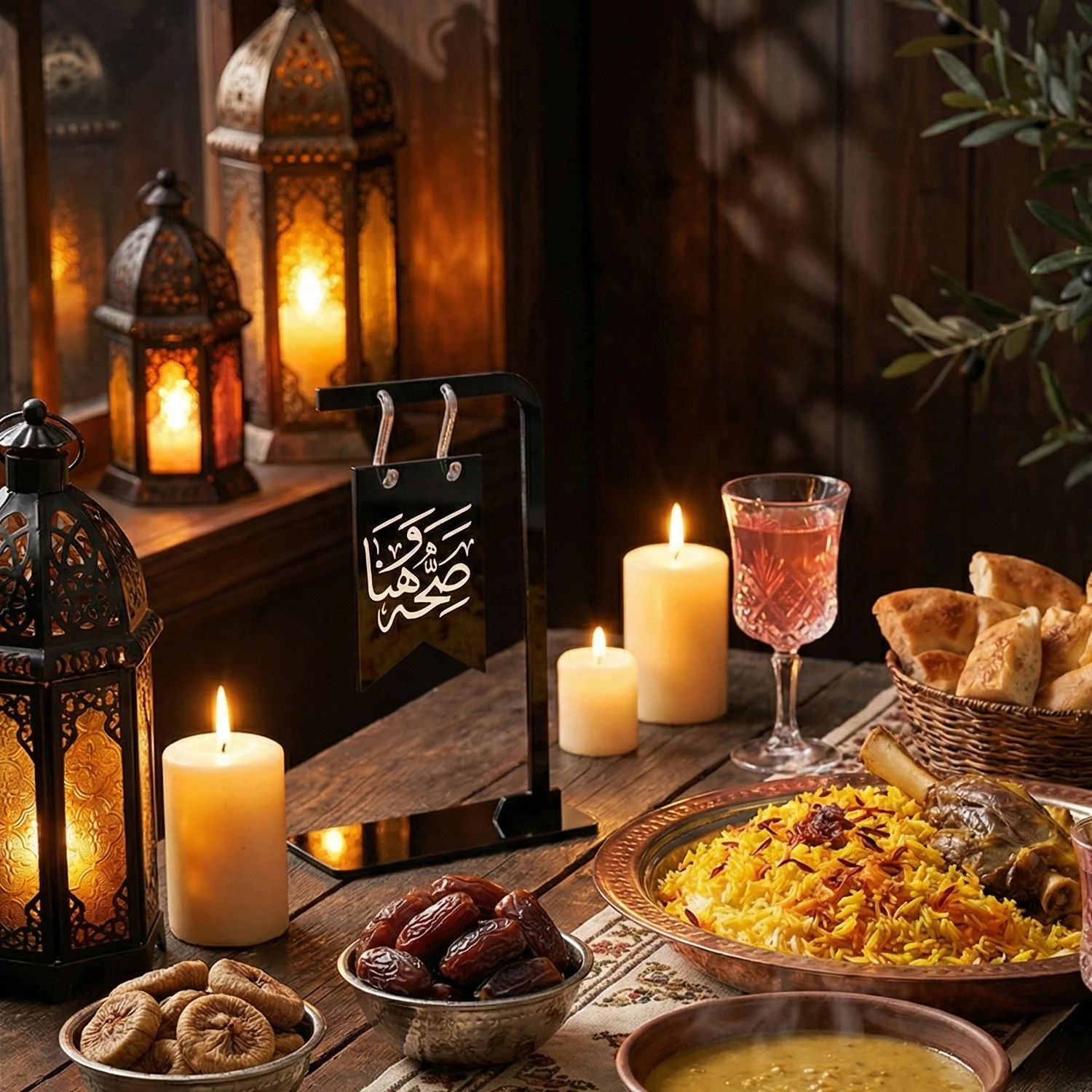 Saha w Hana Acrylic Table Stand – Ramadan Decor & Islamic Calligraphy for Iftar - Image 2