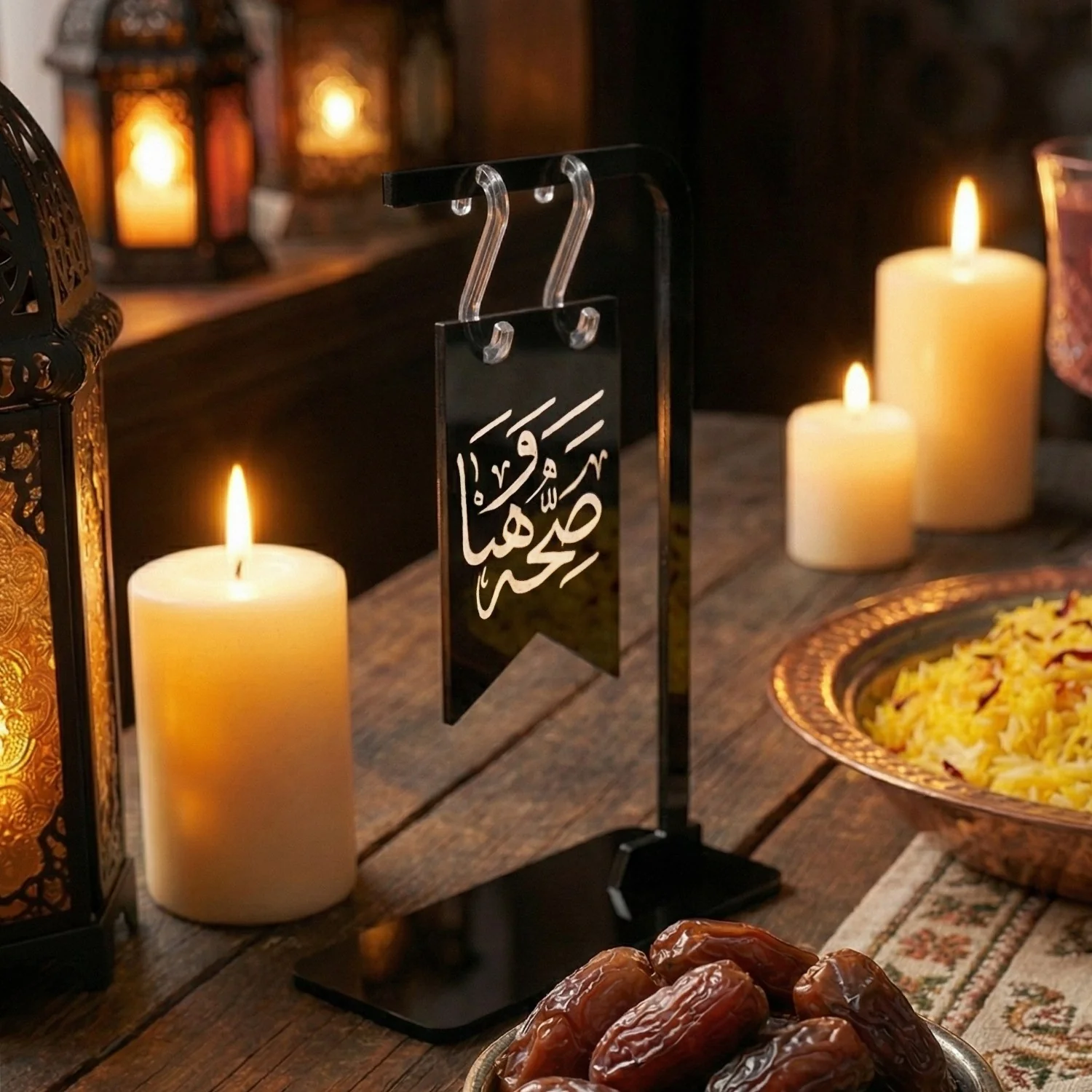 Saha w Hana Acrylic Table Stand – Ramadan Decor & Islamic Calligraphy for Iftar - Image 5