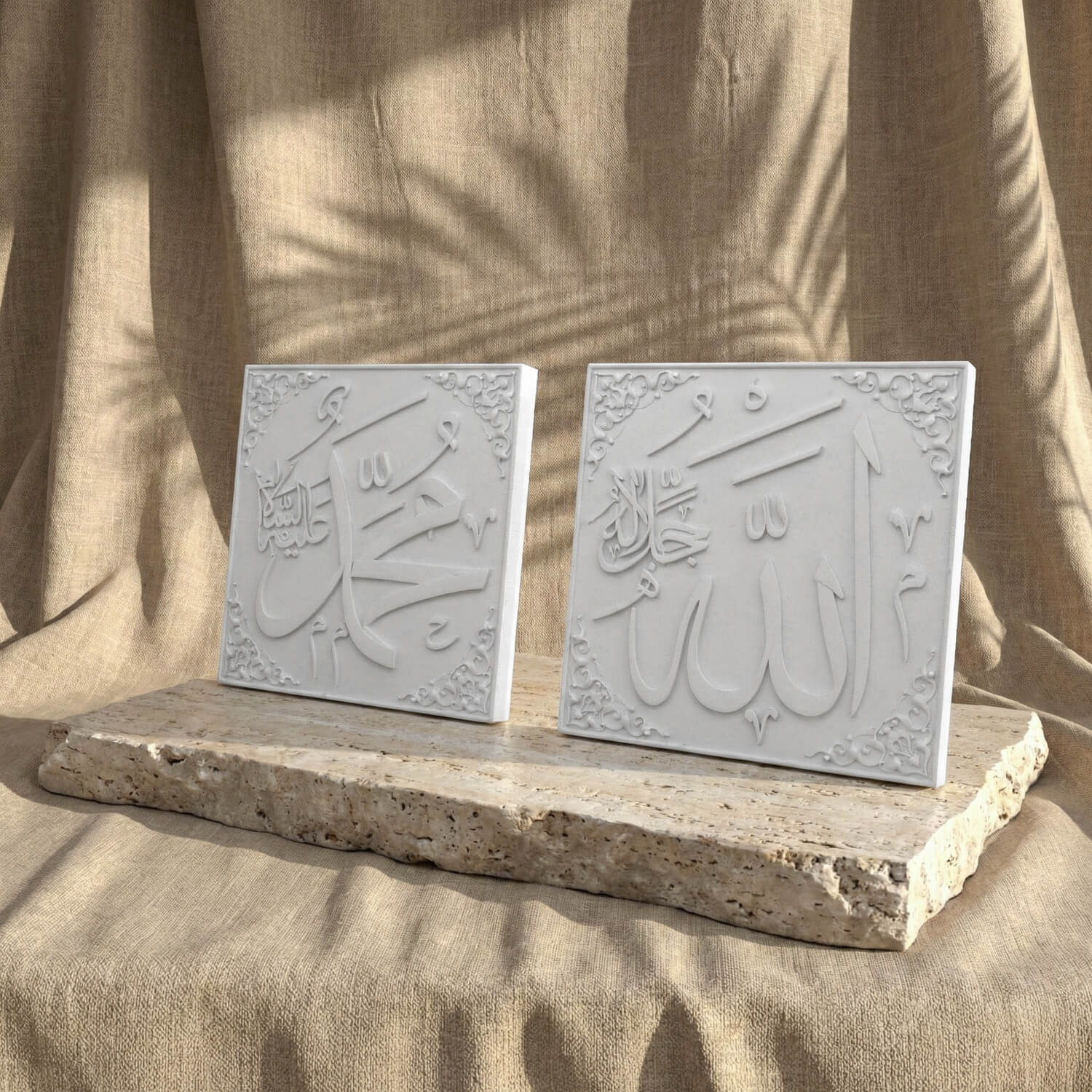 Set of 2 Stone Cast Allah (SWT) & Muhammad (PBUH) – Islamic Relief Decor - Image 5