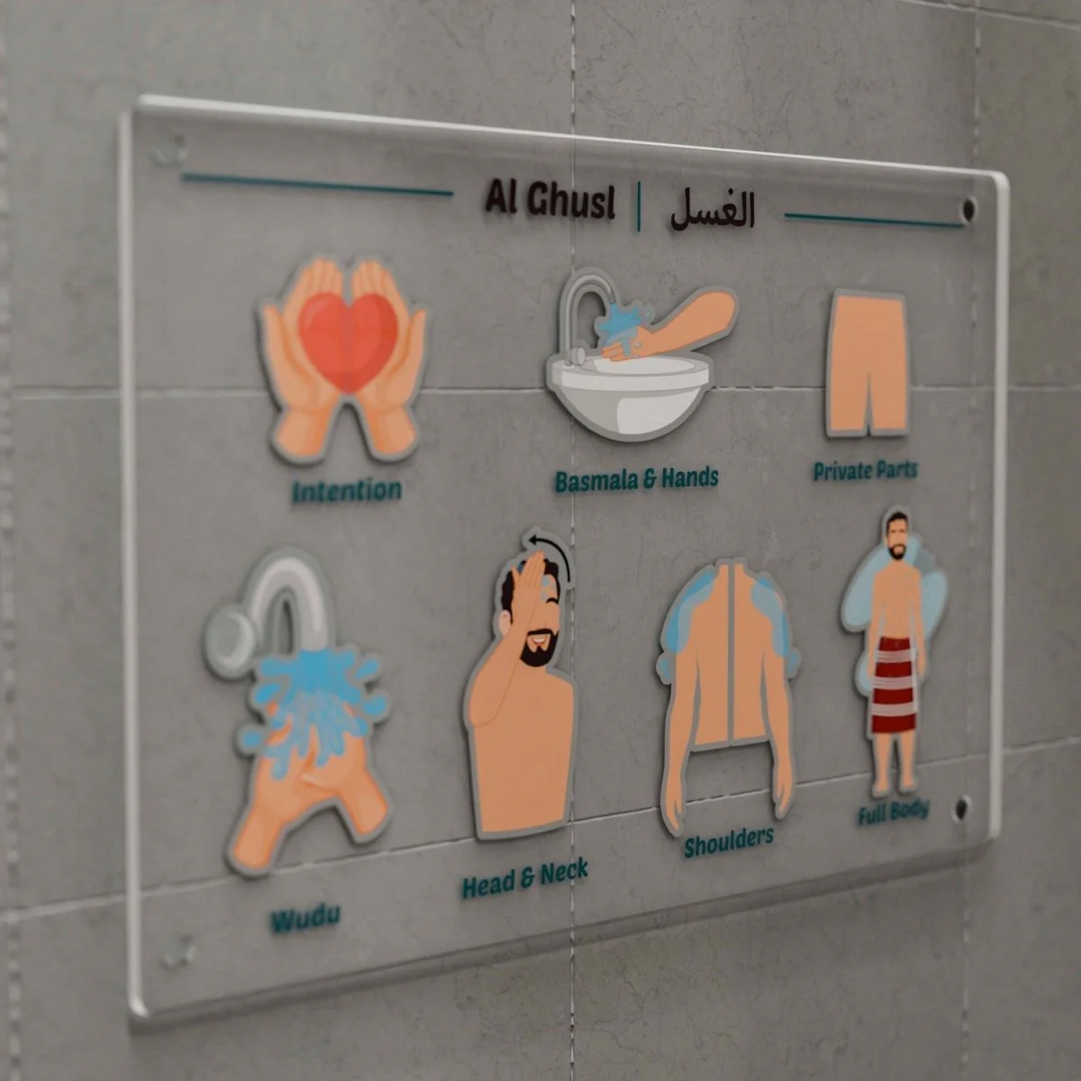 Step-by-Step Ghusl Guide - Educational & Decorative Acrylic Art - Image 7