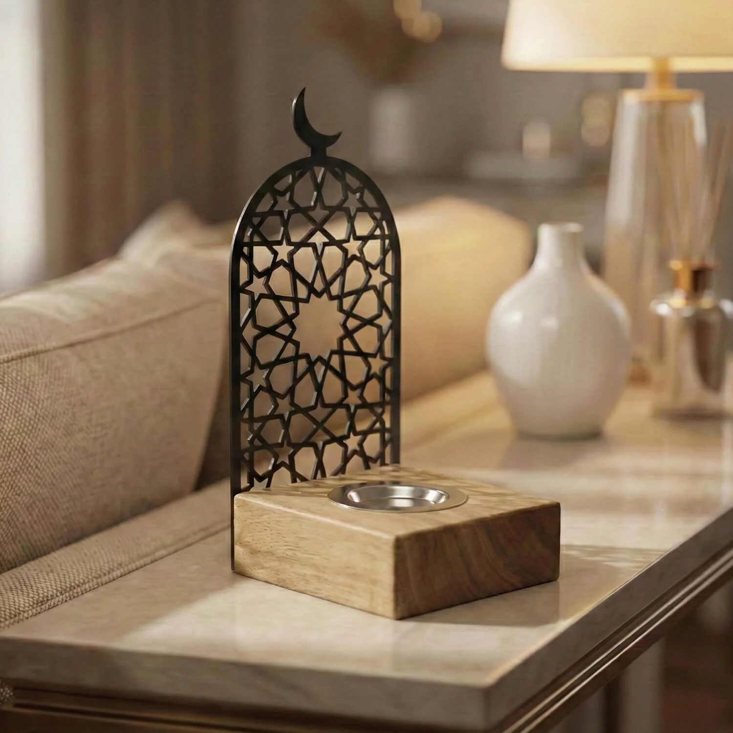 Modern Tall Mabkhara – Wooden Base Bakhoor Incense Burner - Image 11
