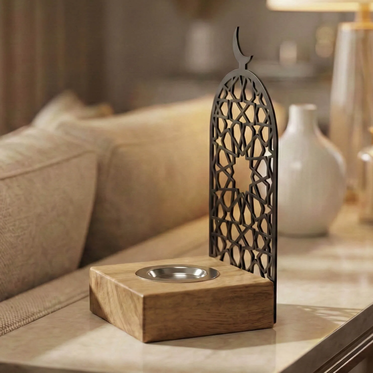Modern Tall Mabkhara – Wooden Base Bakhoor Incense Burner - Image 13