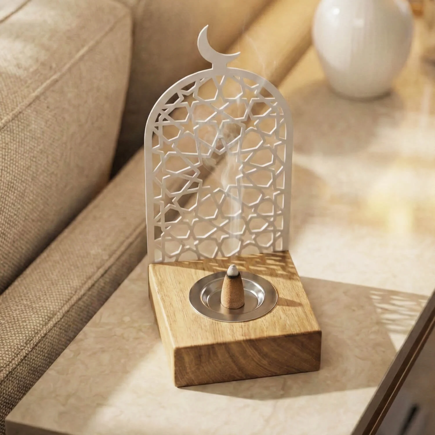 Modern Tall Mabkhara – Wooden Base Bakhoor Incense Burner - Image 18