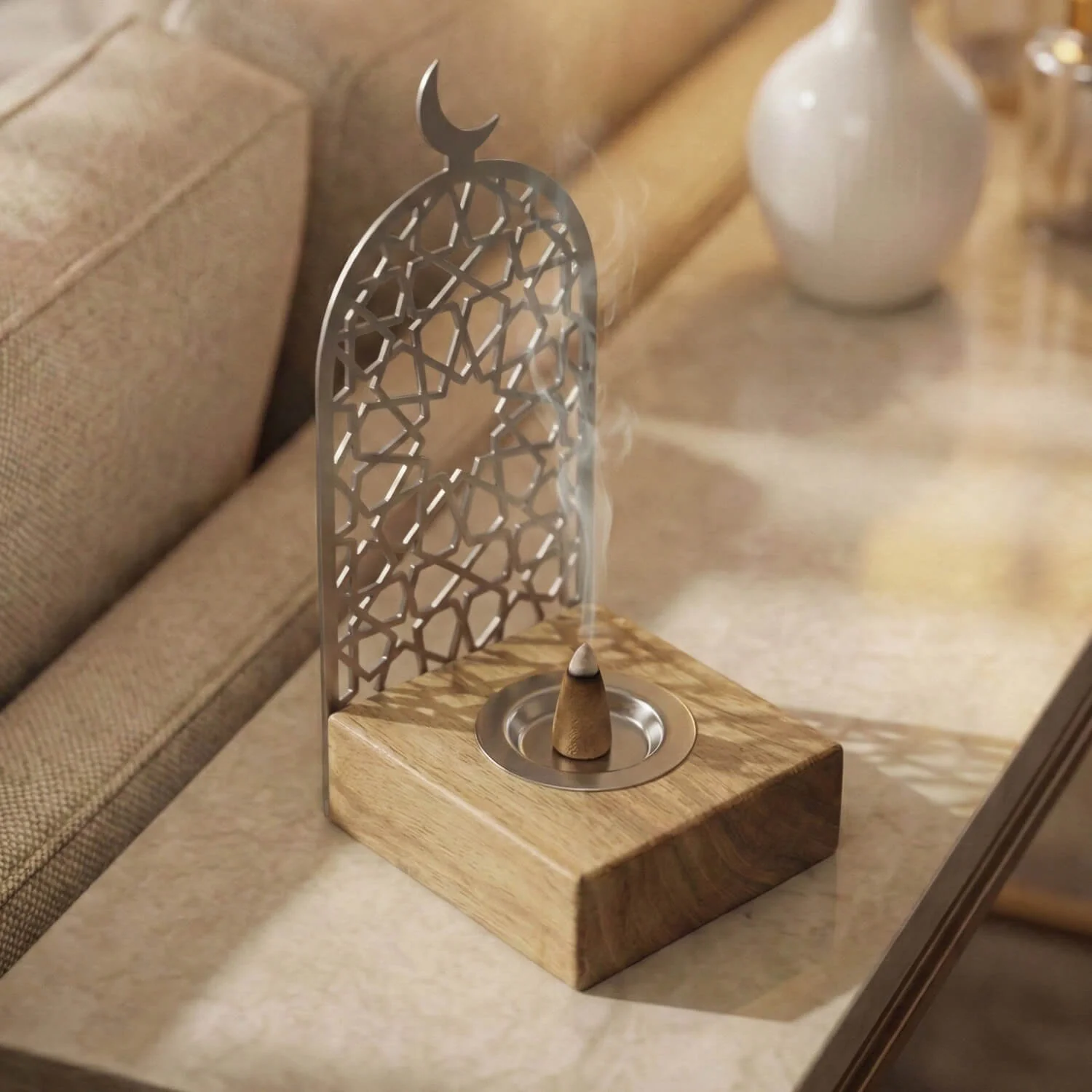 Modern Tall Mabkhara – Wooden Base Bakhoor Incense Burner - Image 19