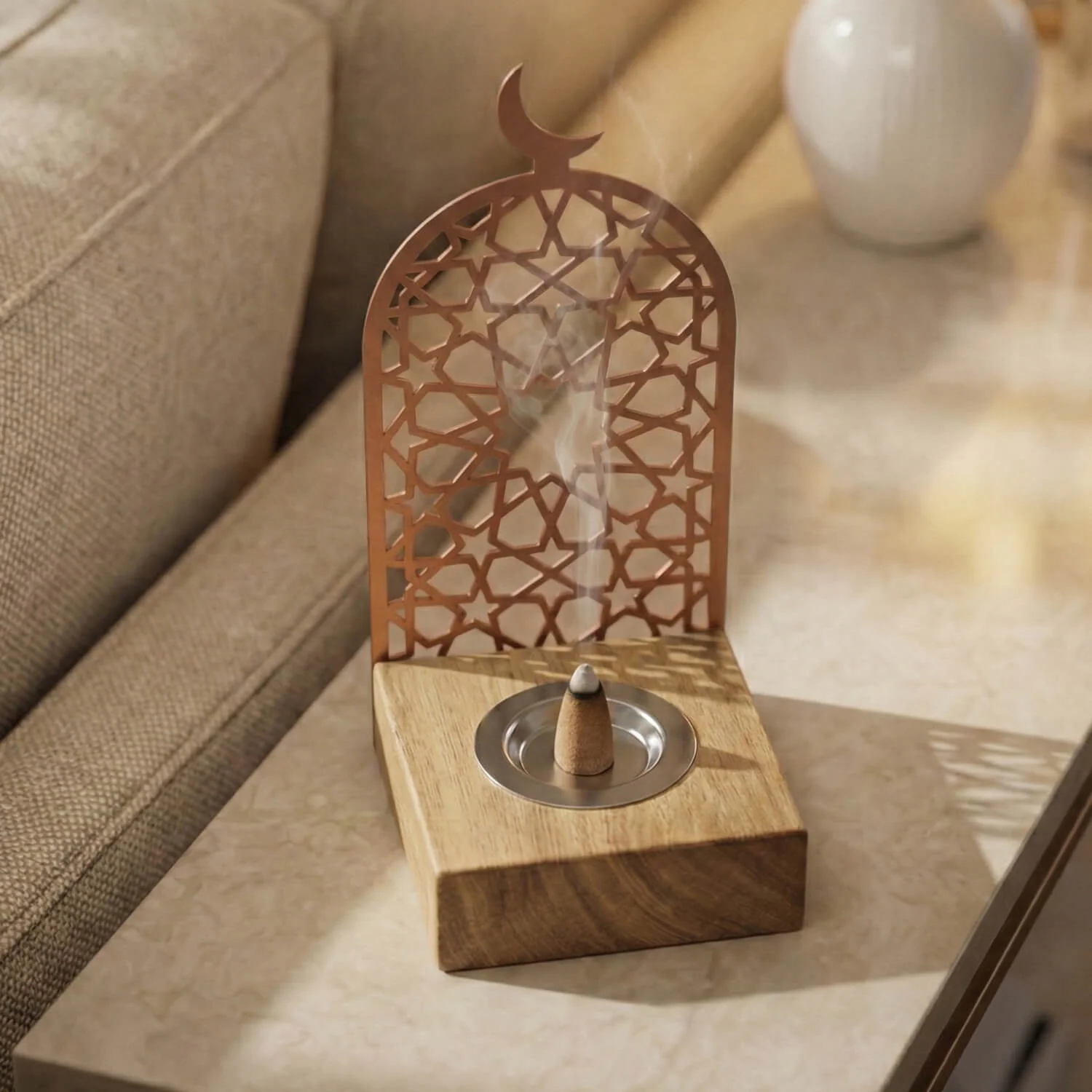 Modern Tall Mabkhara – Wooden Base Bakhoor Incense Burner - Image 26