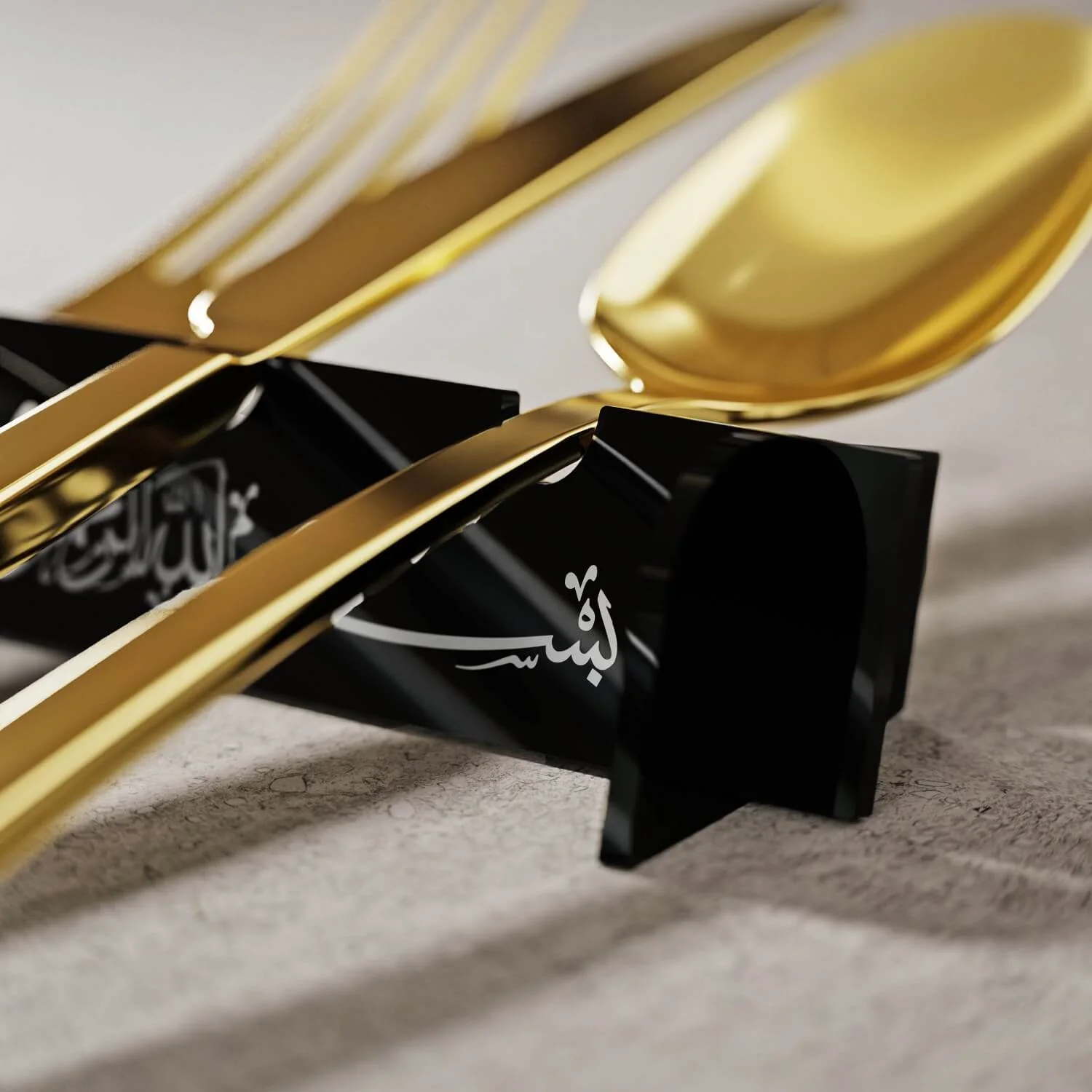 Thuluth Basmala Acrylic Cutlery Holder – Mirror Finish Iftar Table Decor - Image 13