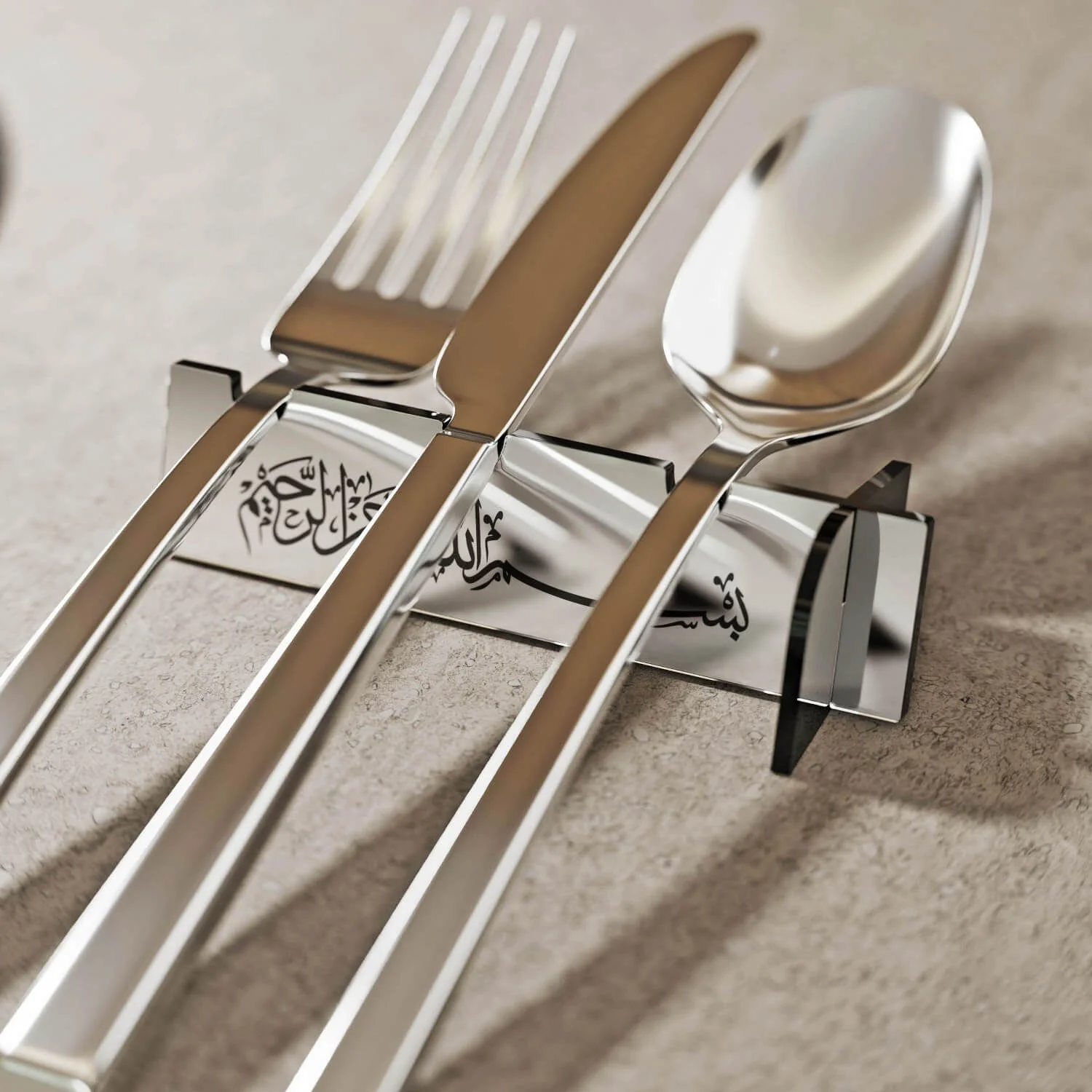 Thuluth Basmala Acrylic Cutlery Holder – Mirror Finish Iftar Table Decor - Image 15