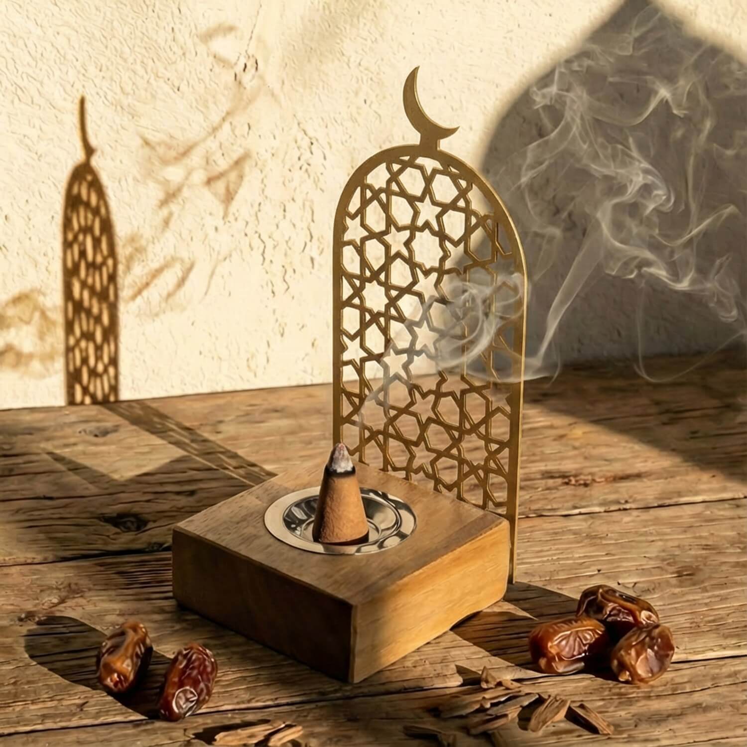 Tower Style Bakhoor Burner – Vertical Metal & Wood Mabkhara - Image 2