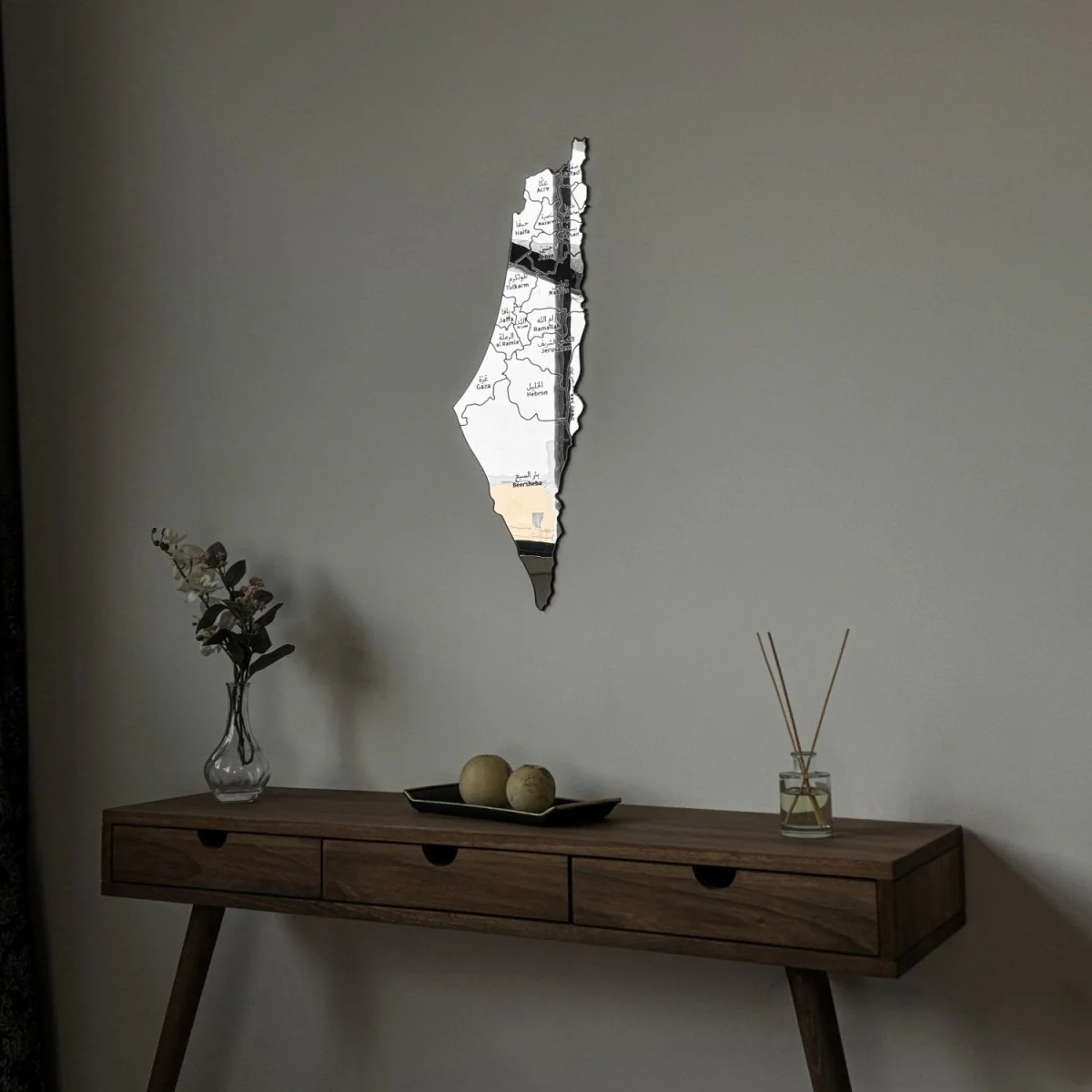Palestine Mirror Map Wall Decor - Wood/Plexy Acrylic Shiny Wall Art - Image 12