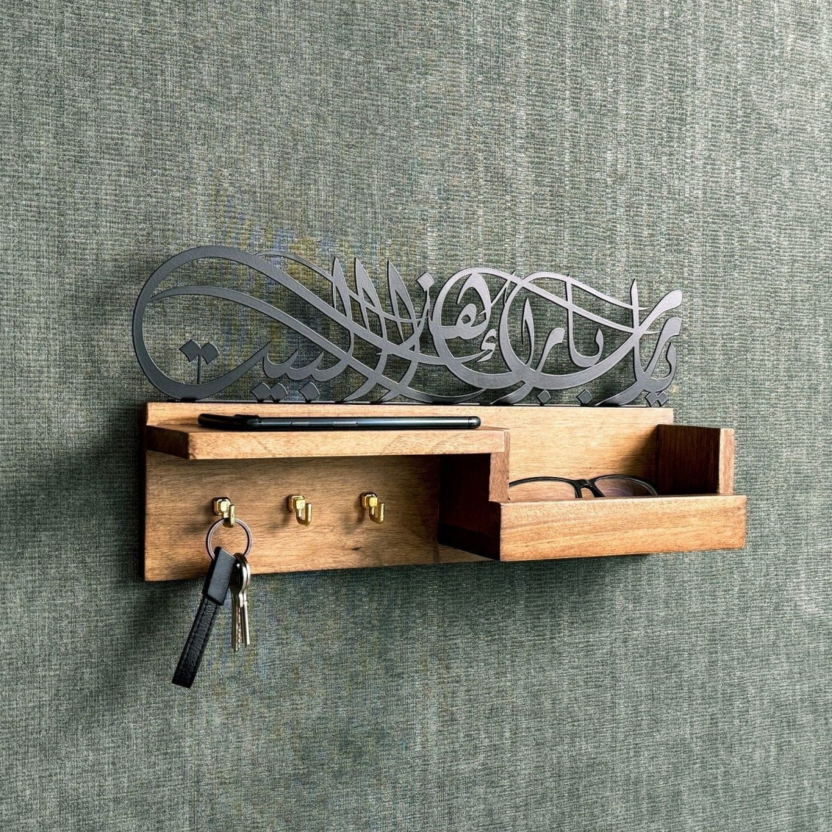 Wooden Wall Mounted Key Holder - Barakah Dua Arabic Calligraphy Decor - Image 8