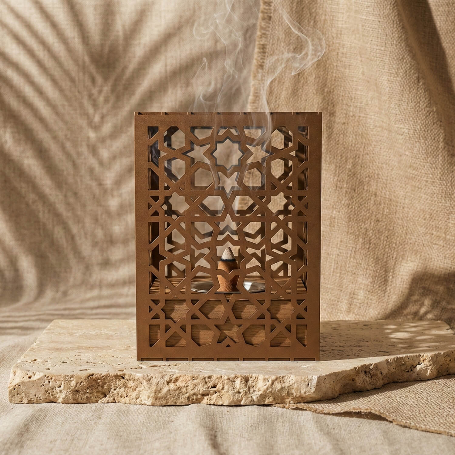 Minimalist Wooden Base Metal Mabkhara – Modern Bakhoor Burner - Image 10