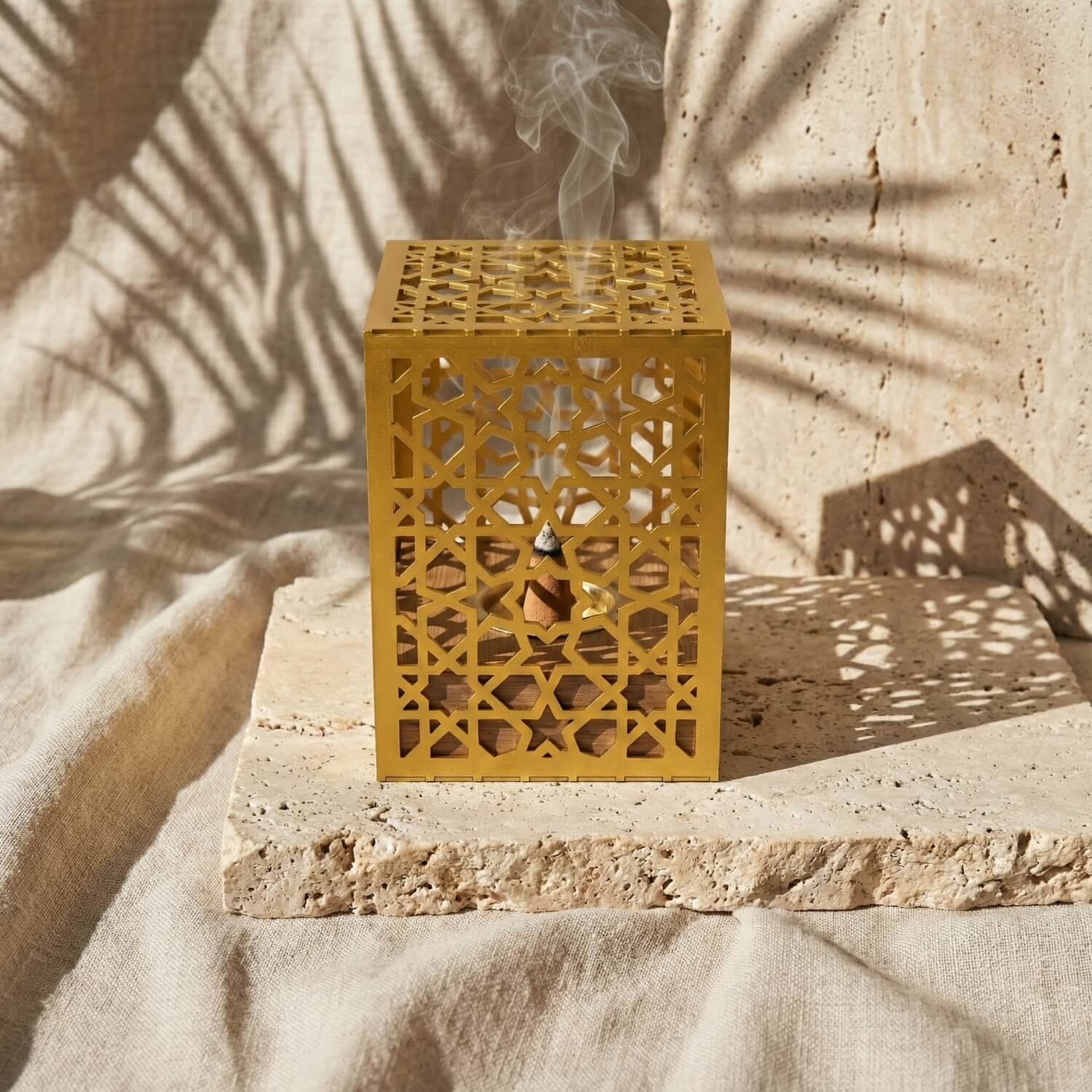 Minimalist Wooden Base Metal Mabkhara – Modern Bakhoor Burner - Image 11