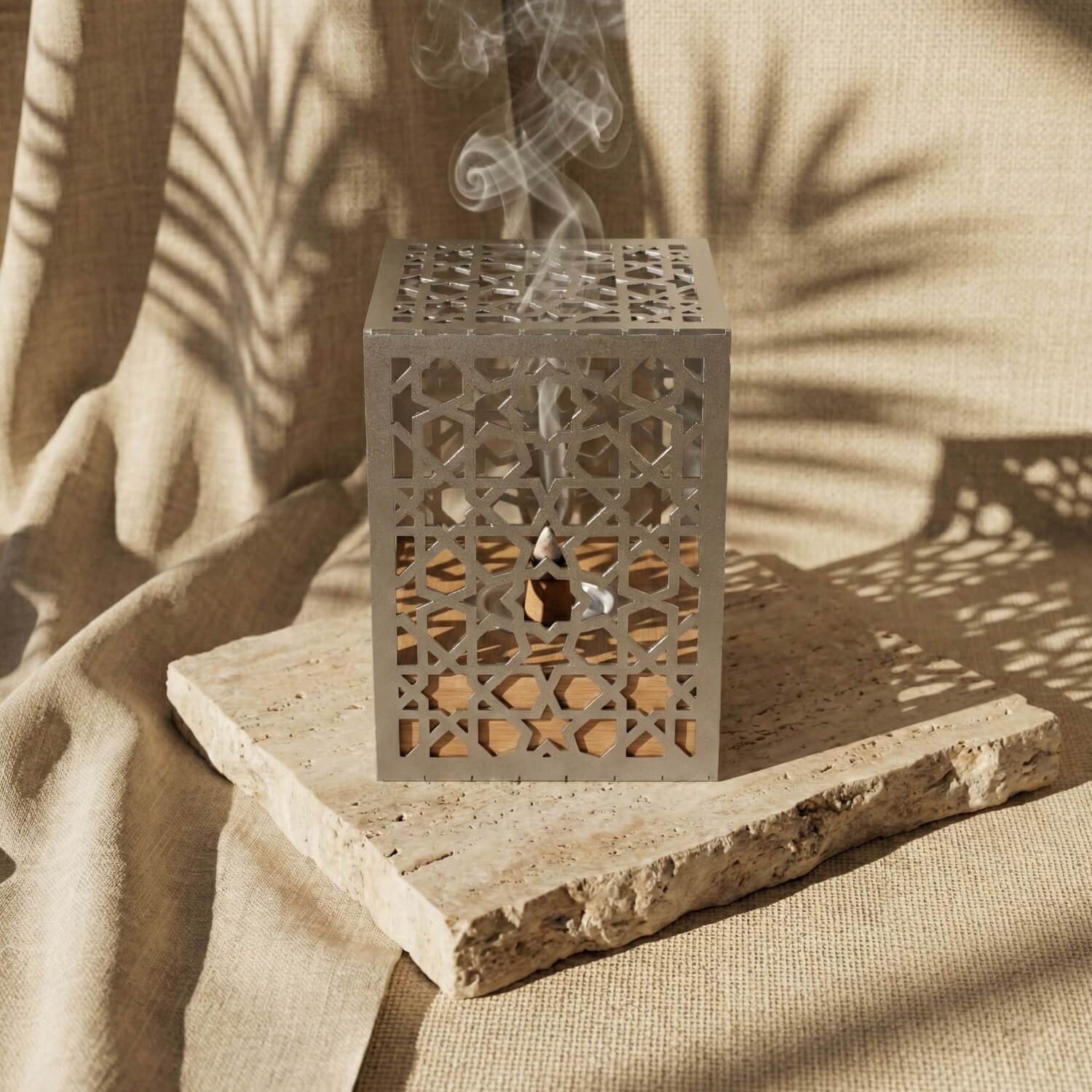 Minimalist Wooden Base Metal Mabkhara – Modern Bakhoor Burner - Image 9