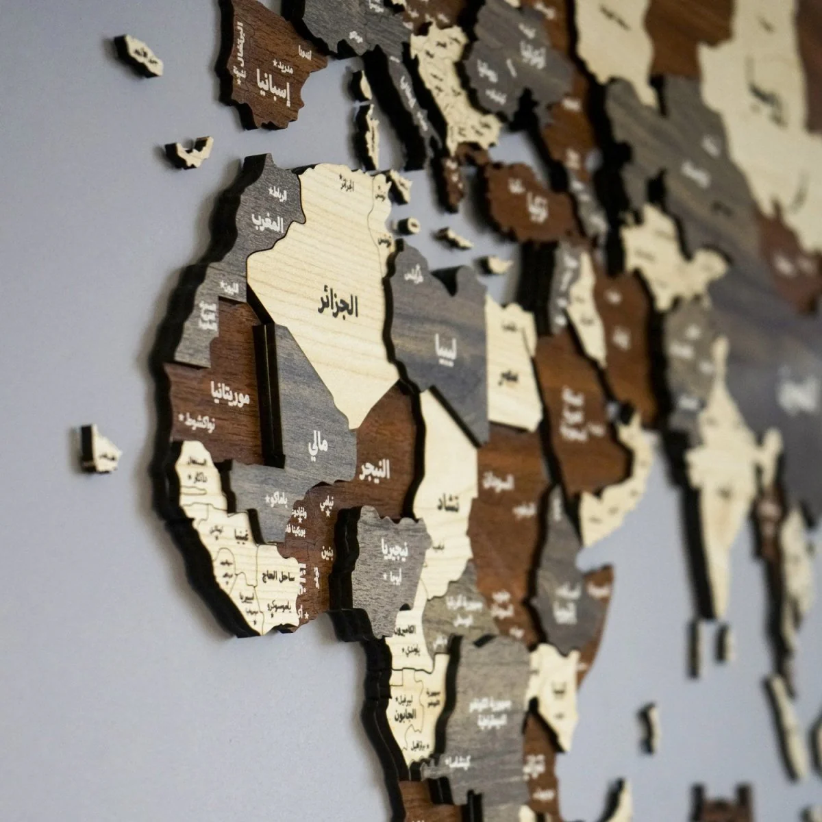 Arabic 3D Wooden World Map - Arabic Wall Art Decor - Image 2