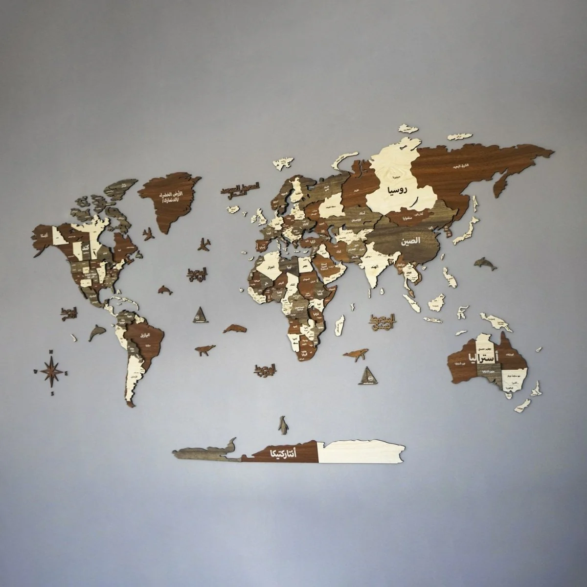 Arabic 3D Wooden World Map - Arabic Wall Art Decor - Image 5